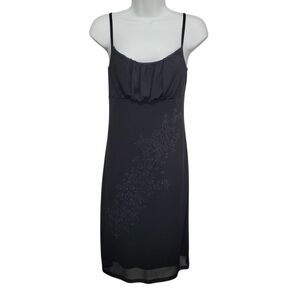 Vintage 90's Y2K Whimsigoth Black Slipdress With Flocked Design Byer Too Size M